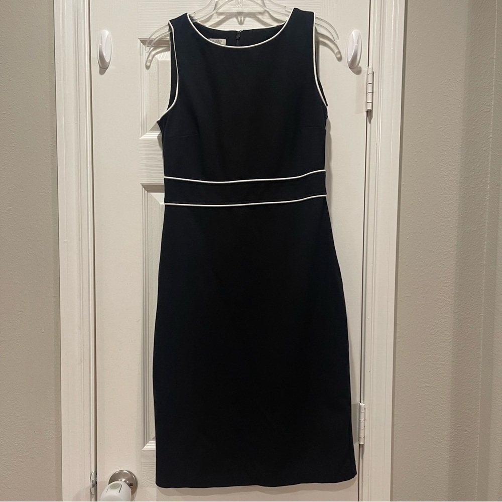 Talbot's Sheath Dress Women’s 6 Black White Trim Stretch Career Business Classic